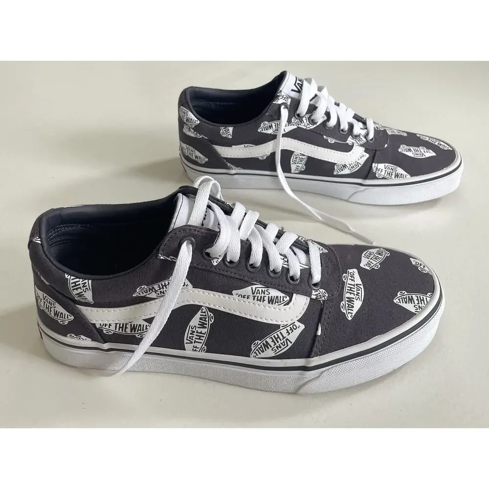 VANS EUC Off The Wall Ward Logo Shoes Mens Sz 8.5 Gray 500714 Canvas Skate Rare